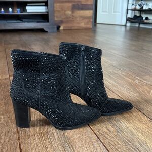 Black Jeweled High Heel Boots
